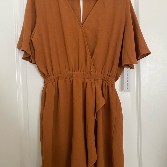 Rust Orange Wrap Romper - Picture 2 of 3